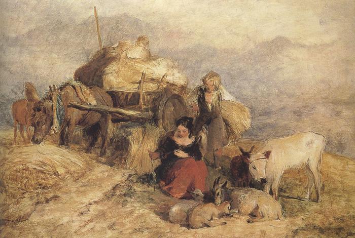Sir edwin henry landseer,R.A. Sketch for Harvest in the Highlands (mk37) Norge oil painting art